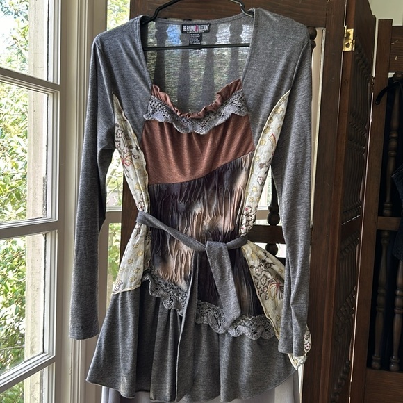 Belted Tunic Sweater Mini Dress Size Medium Free Shipping - Picture 4 of 9